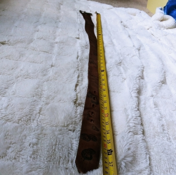 Cowhide vintage belt brown gypsy boho buckle - Picture 7 of 12